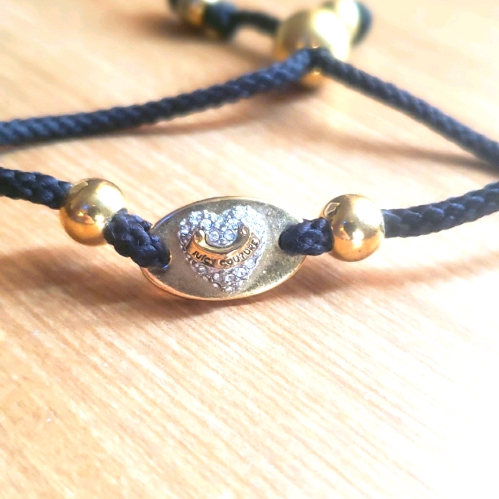 Juicy Couture Bracelet Black Gold Silver Heart